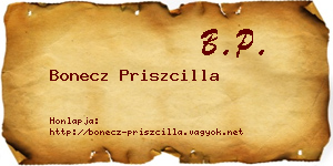 Bonecz Priszcilla névjegykártya